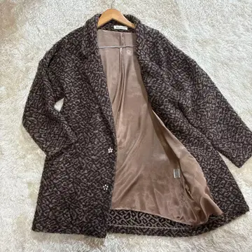 메틀리제 브라운 계열 무늬 체스터 코트 표범 무늬 레오파드