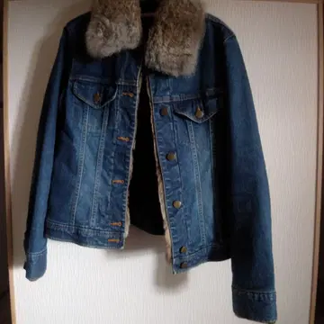 데님 자켓 퍼 카라 부착