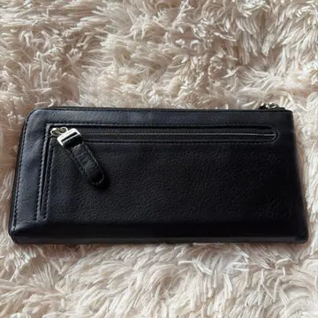 비아 도안 블랙 가죽 장지갑