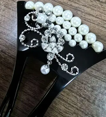 바치형 비녀 블랙 헤어콤 머리 장식