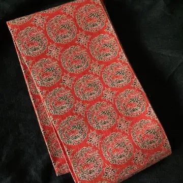 키류 직조 용 문양 자수 홍견색 반폭 오비