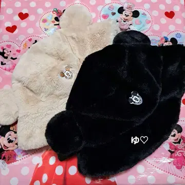 디즈니 미키 버킷햇 모자 퍼 블랙 베이지 2개