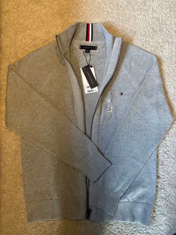 [ 택 포함 새상품 ] Tommy Hilfiger 그레이 집업 니트