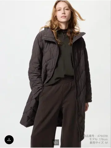 퍼프 테크 롱 코트 릴랙스 핏 다크 브라운 L 사이즈