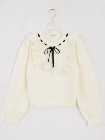 evelyn 퍼 리본 프릴 니트