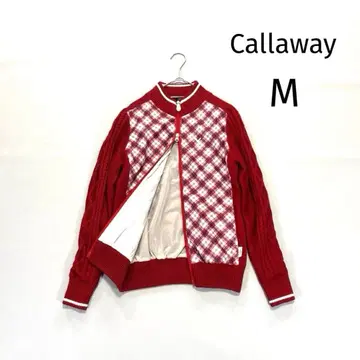 캘러웨이 M 드라이버 니트 블루종 안감 있음 로고 자수 레드 계열