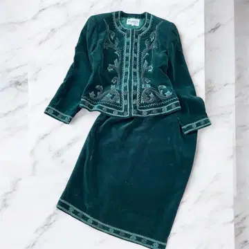 LANCETTI 란체티 비즈 자수 수트 셋업 42 그린