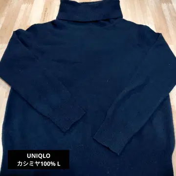 UNIQLO 캐시미어 100% 네이비 터틀넥 니트 긴팔 L