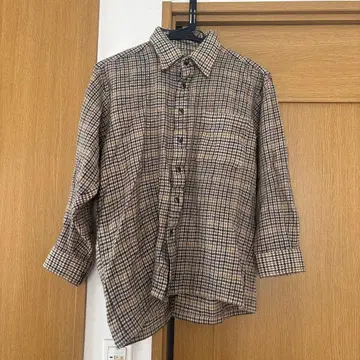 캐시미어 블렌드 체크 무늬 긴팔 셔츠