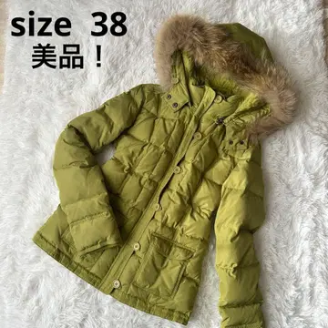 다운 자켓 여성용 후드 부착 퍼 부착 사이즈 38 올리브 그린