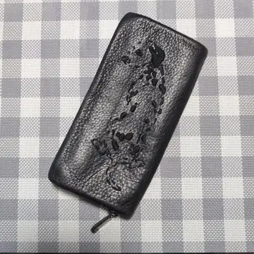 ear PAPILLONNER 달마시안 개 자수 장지갑 라운드 지퍼