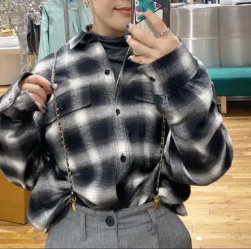 스픽 앤 스팬 체크 무늬 플란넬 셔츠 옴브레 체크