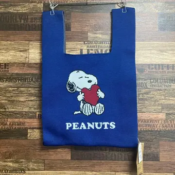 [ 새상품 품절 ] PEANUTS AOKI 워셔블 니트 백 네이비 스누피