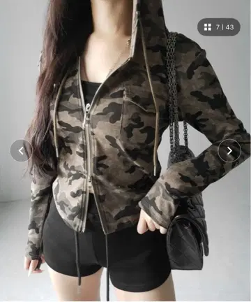 ZOZOTOWN 빈티지 카모플라주 더블 지퍼 컷 후드티