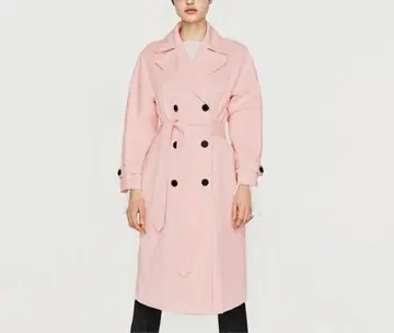 ZARA 핑크 더블 브레스트 트렌치코트 새상품급