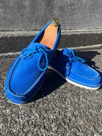 파랑 스웨이드 데크 슈즈