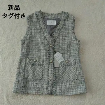 택 포함 새상품 인덱스 트위드 V넥 베스트