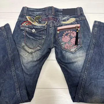 헤이세이 갸루 y2k Riobera 플레어 데님 자수