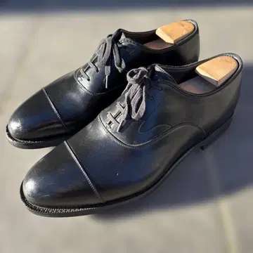 산요 산쵸 레인 슈즈 블랙 스트레이트 팁 가죽 신발