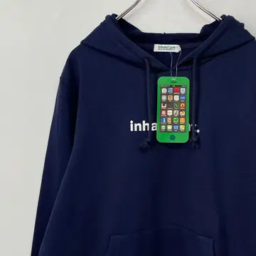 인하비타트 로고 후드티 네이비