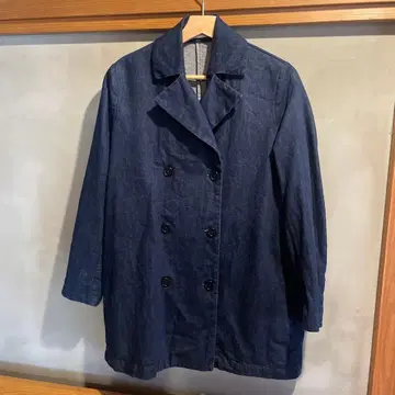 Barena Venezia 다크 블루 데님풍 더블 브레스트 코트