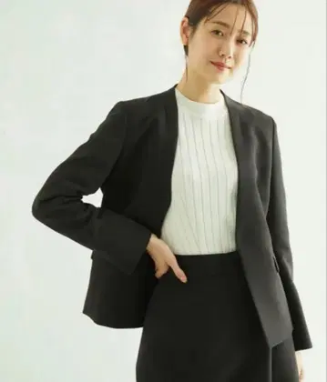 M 사이즈 로페피크닉 노카라 자켓 블랙 신축성 있음