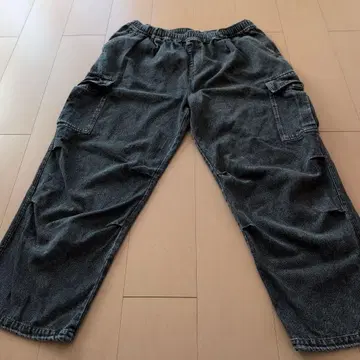 다크 그레이 카고 팬츠 허리밴딩