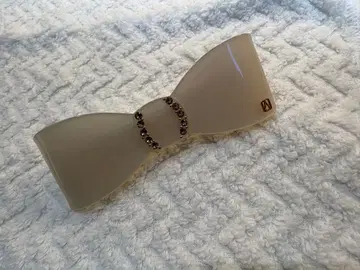 리본형 베이지 헤어 머리핀