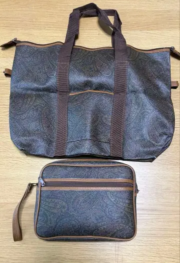 페이즐리 무늬 토트백과 파우치 세트