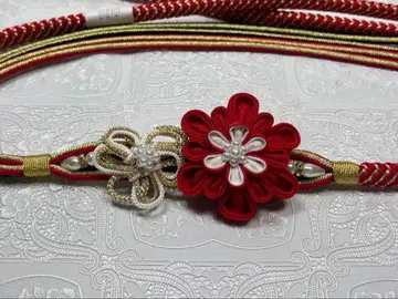 b-226 순수 실크 허리띠 후리소데 성인식 장식 매듭 츠마미세이카 꽃