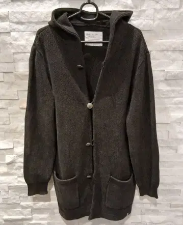 BAYFLOW 니트 후드 코트 가디건 콘초 버튼 인디고 염색