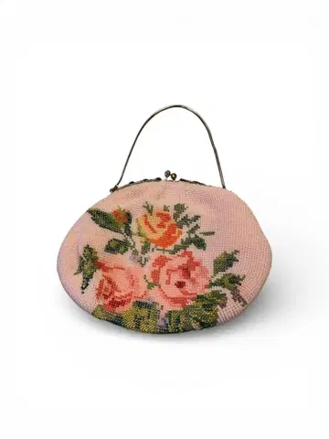 장미 무늬 비즈 자수 파티 백 기모노 가방