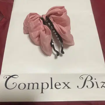 콤플렉스 비즈 핑크 리본 헤어 액세서리