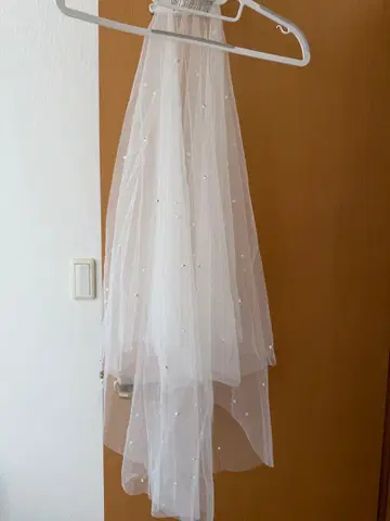 화이트 웨딩 베일 펄 장식 빗