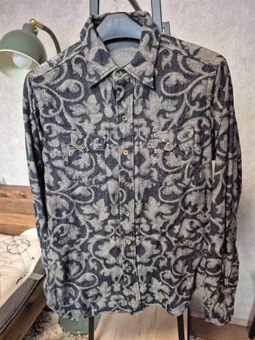 45rpm 네이비 나염, 인디고 염색 여성용 셔츠 코튼 100