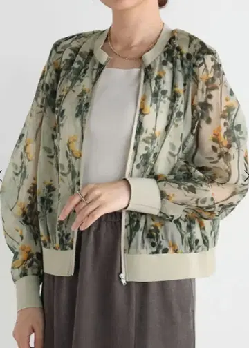 야마다야 Vin 보태니컬 무늬 시어 자켓