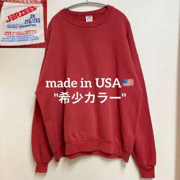 80s USA제 저지 무지 맨투맨 오렌지 2X