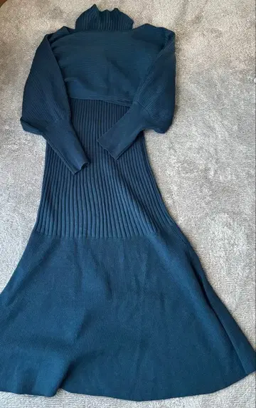 다크 블루 리브 니트 원피스