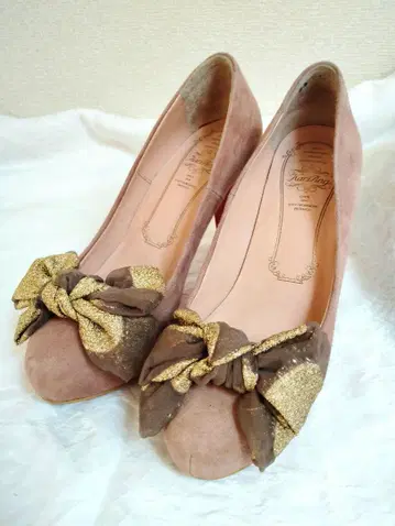 KariAng 펌프스 리본 포함 브라운 골드 23cm