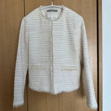 theory luxe 아이보리 노카라 자켓 트위드