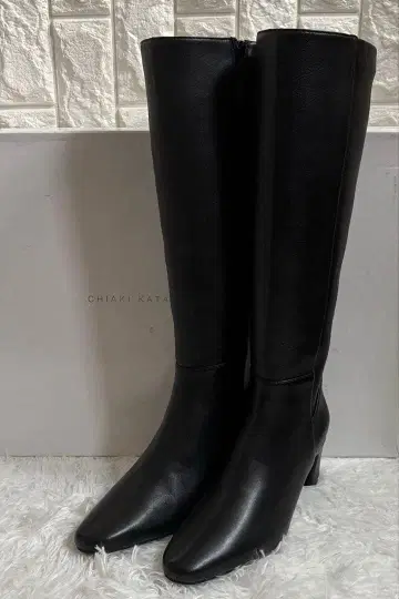 CHIAKI KATAGIRI 스트레치 롱 부츠 가죽 블랙 37