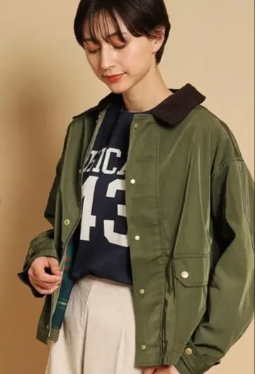 데셍 Dessin 스텐 칼라 블루종 M 카키