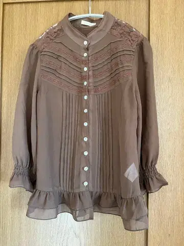 Millebonheur 밀보누르 브라운 시어풍 블라우스