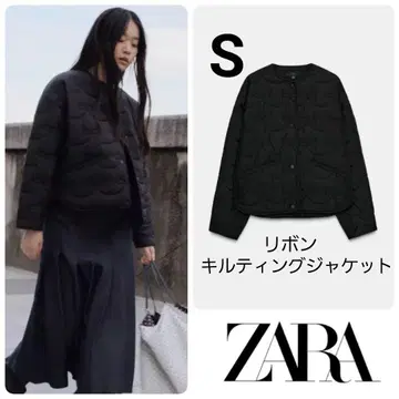 완판템 ZARA 리본 퀼팅 자켓 블랙 S