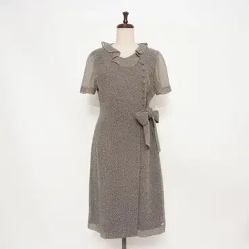 쥬진 플라자 올 패턴 쉬폰 원피스 프릴 블랙 사이즈 40*HD443