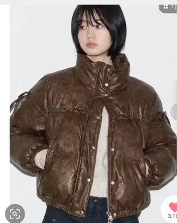 브라운 합성 피혁 다운 자켓 F 사이즈