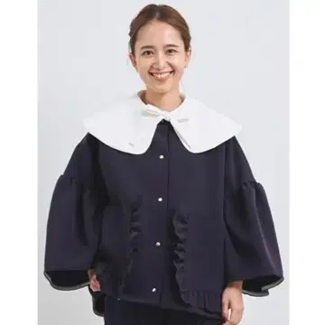 yori 포켓 프릴 자켓 네이비