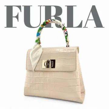 새상품급 FURLA 훌라 1927 2way 핸드백 크로커다일 무늬