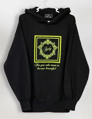 Rady 후드티 블랙 네온 로고 오버 사이즈 S