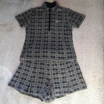 FILA 체크 무늬 하프 지퍼 세트 LL 3L